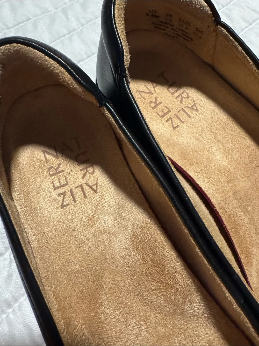naturalizer black leather comfort ballet flats women’s size 5.5
